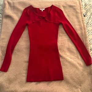 Candies long sleeved red ribbed shirt with bow